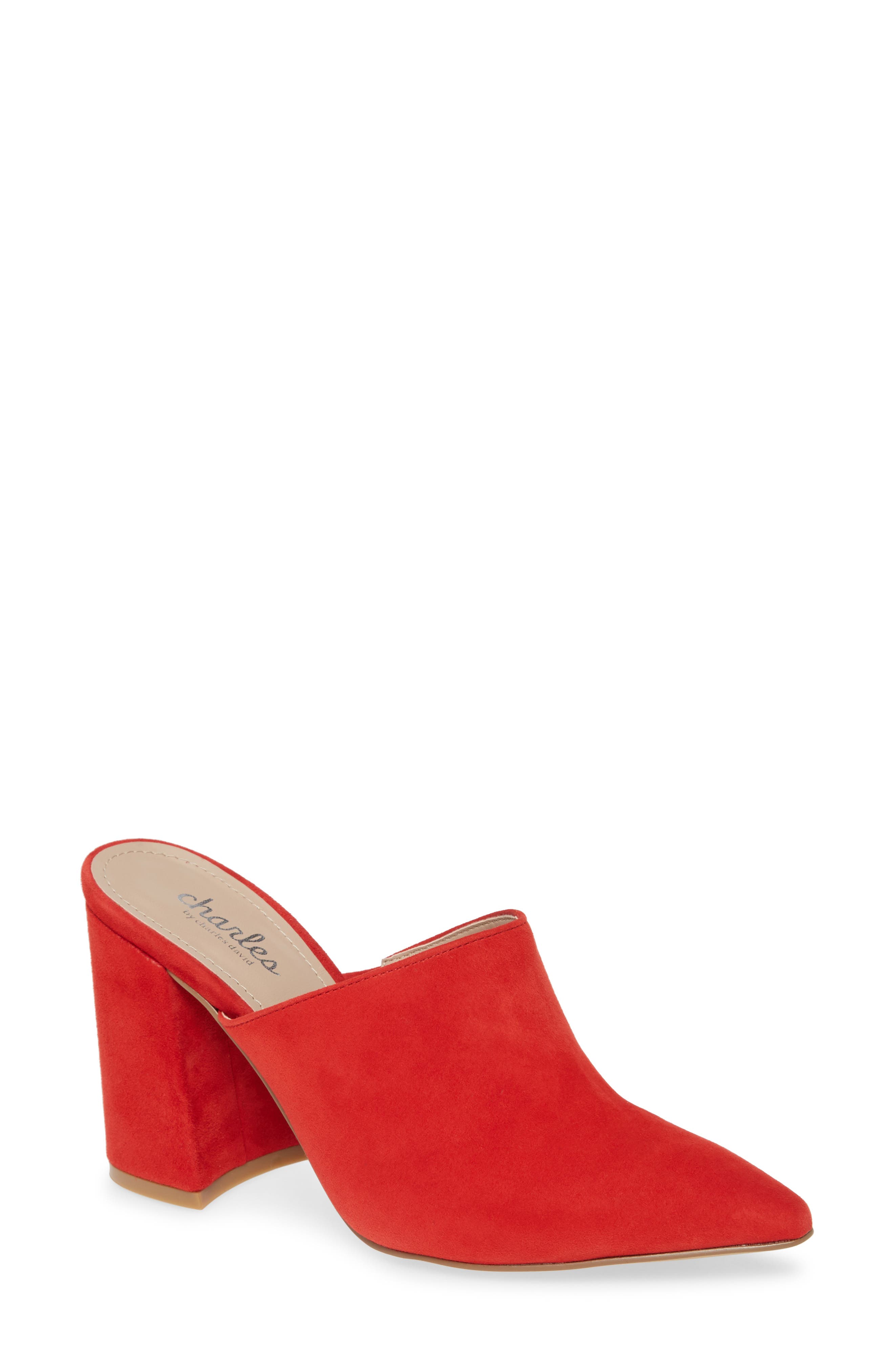 Charles by Charles David Valiant Mule, Main, color, Hot Red Suede
