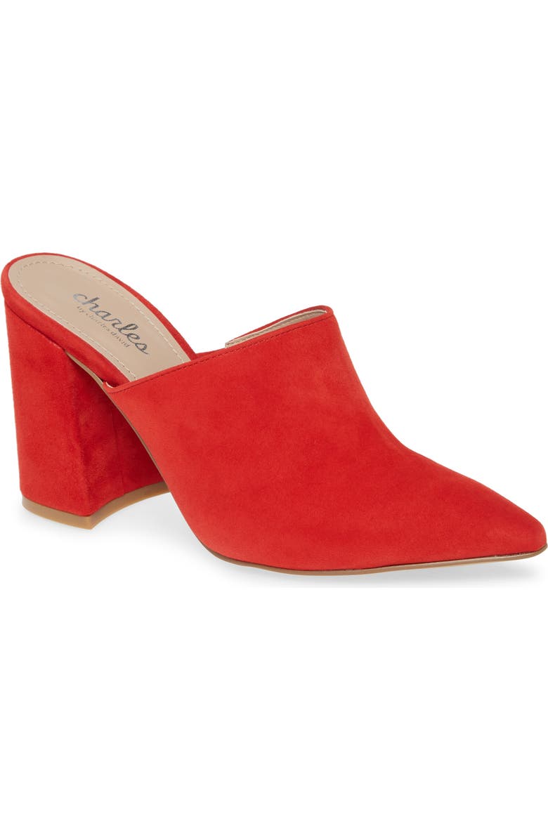 Charles by Charles David Valiant Mule, Main, color, Hot Red Suede