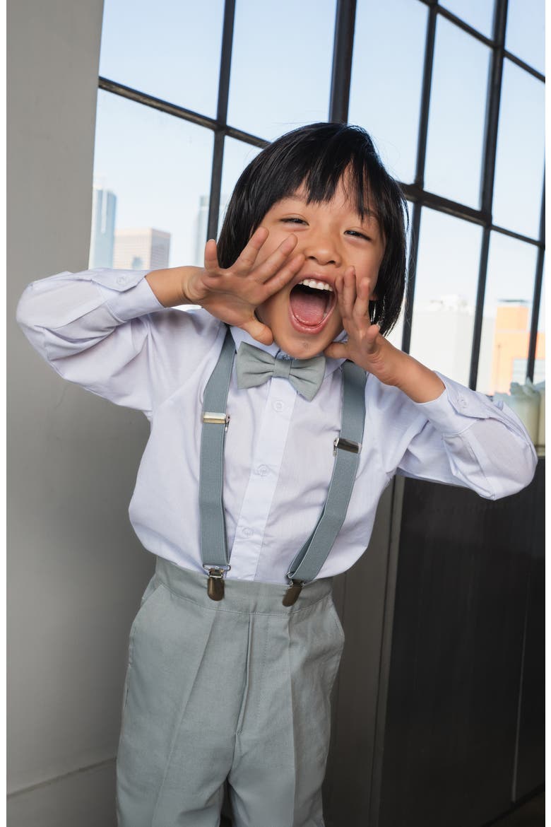 Kids' Barn Safari Linen Blend 4-Piece Suspender Suit Set, Alternate, color, BARN SAFARI HEATHER