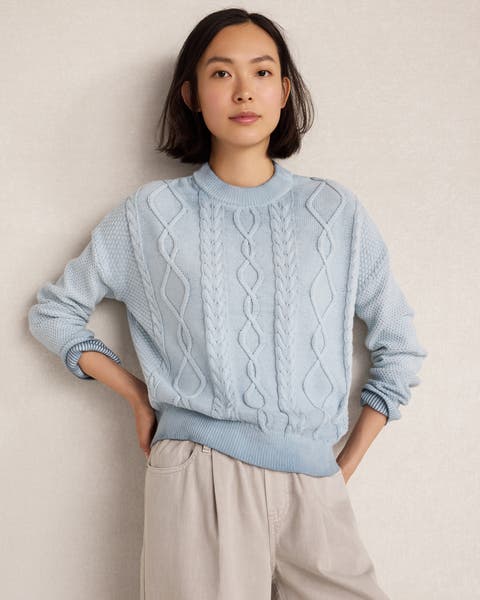 Cotton Cable Knit Gradient Dye Sweater