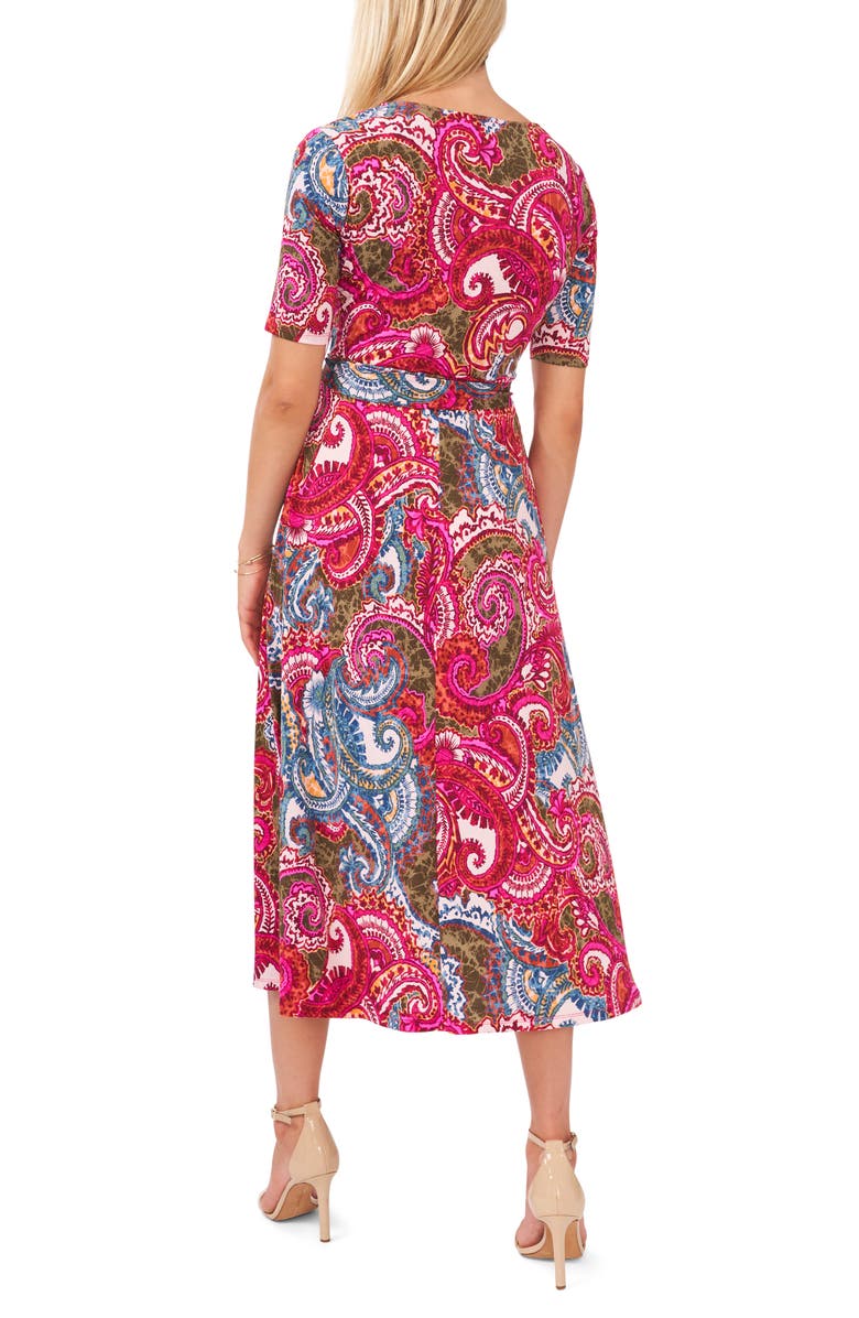 Chaus Print Faux Wrap Midi Dress, Alternate, color, 