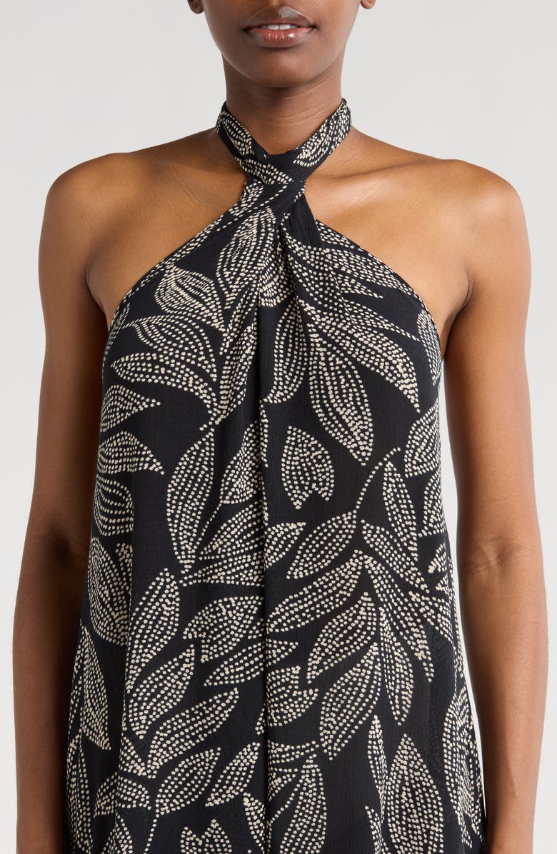 Elan Halter Neck Cover-Up Maxi Dress, Alternate, color, Black Catagena Print