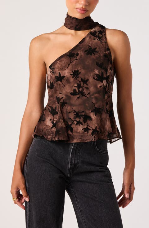 Ilde One-Shoulder Mock Neck Top