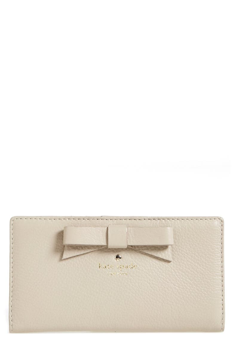 'north court - bow stacy' pebbled leather wallet (Nordstrom Exclusive), Main, color, CLOCK TOWER