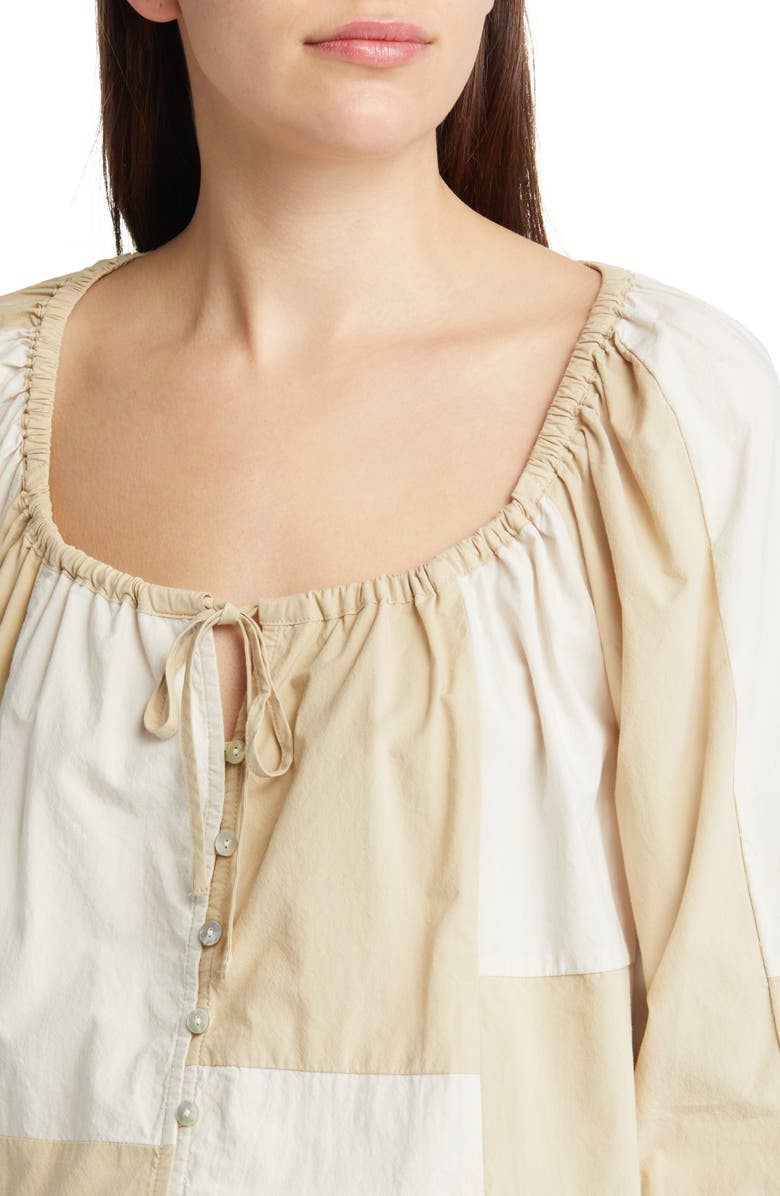 Madewell Patchwork Tie Front Poplin Top, Alternate, color,