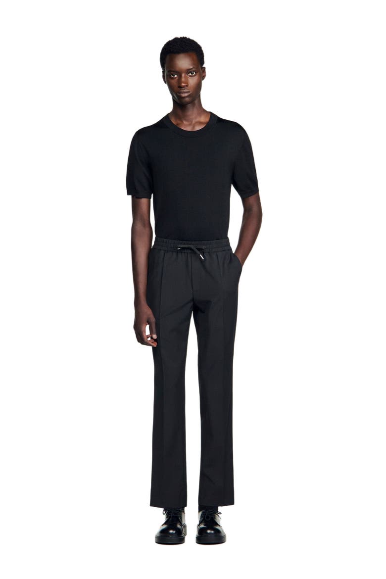 Elasticated straight-leg trousers, Alternate, color, Black