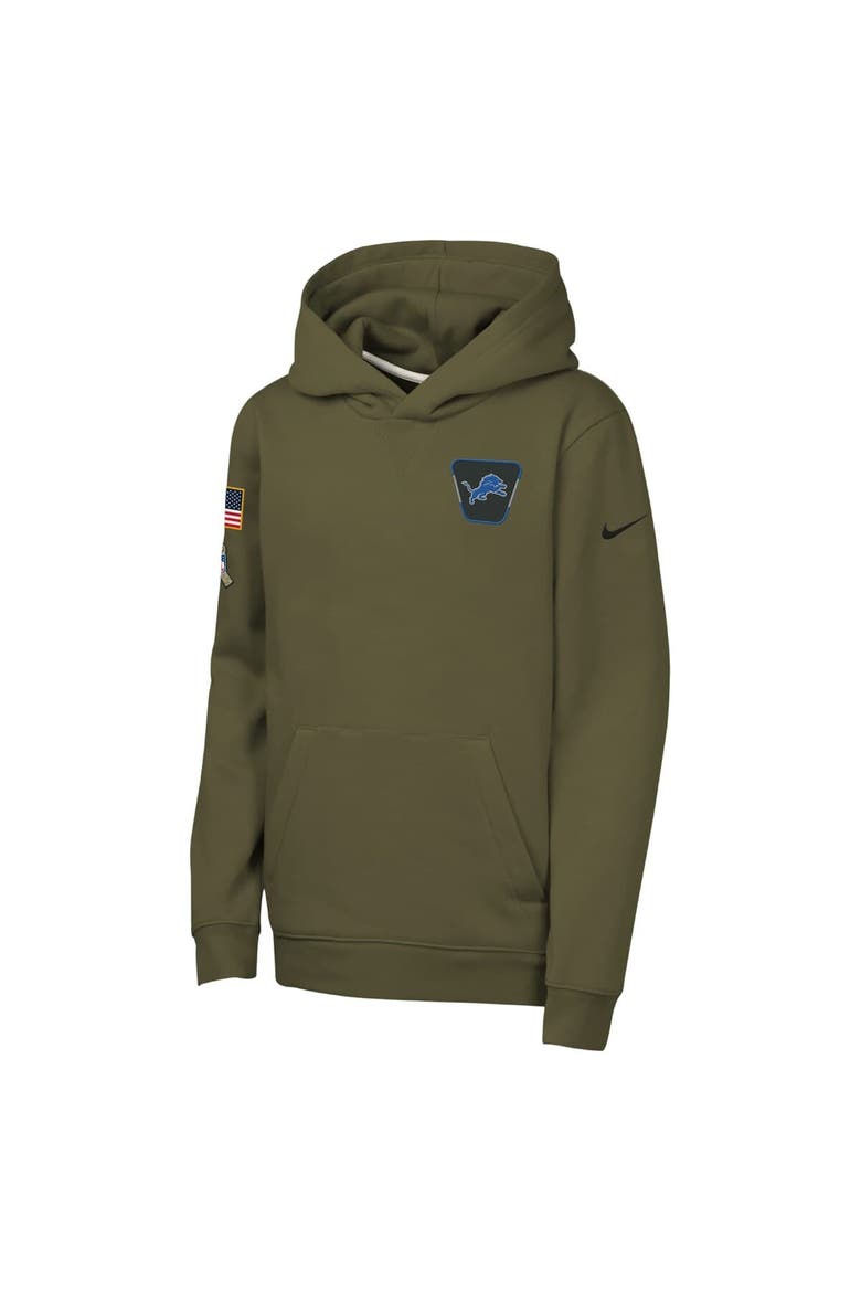 Youth Nike Olive Detroit Lions 2025 Salute to Service Club Fleece Hoodie, Alternate, color, Olive