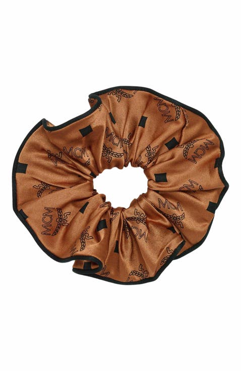 Monogram Print Silk Scrunchie