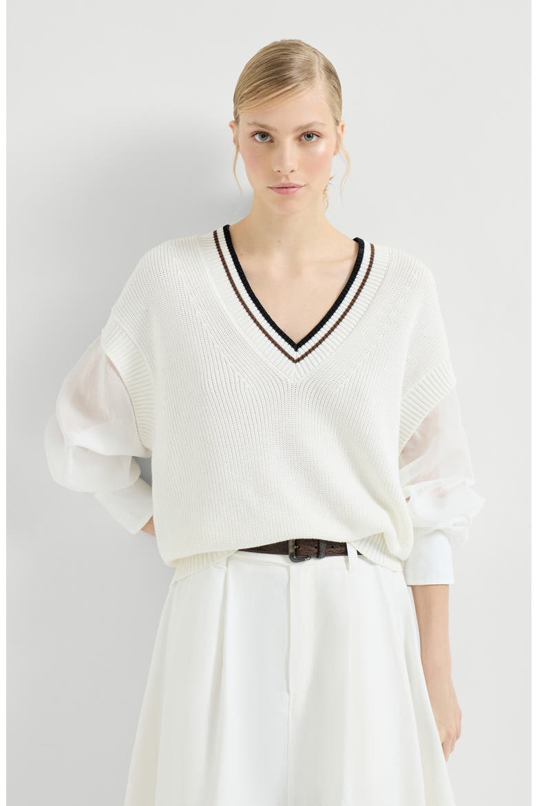 Cotton sweater, Alternate, color, White