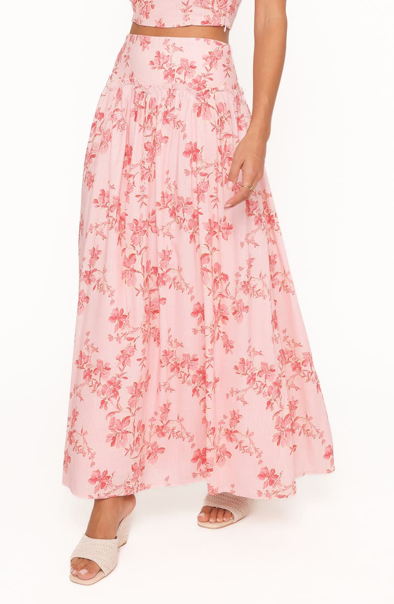 Petal & Pup Tyler Floral Drop Waist Maxi Skirt, Alternate, color, Rose Pink Floral