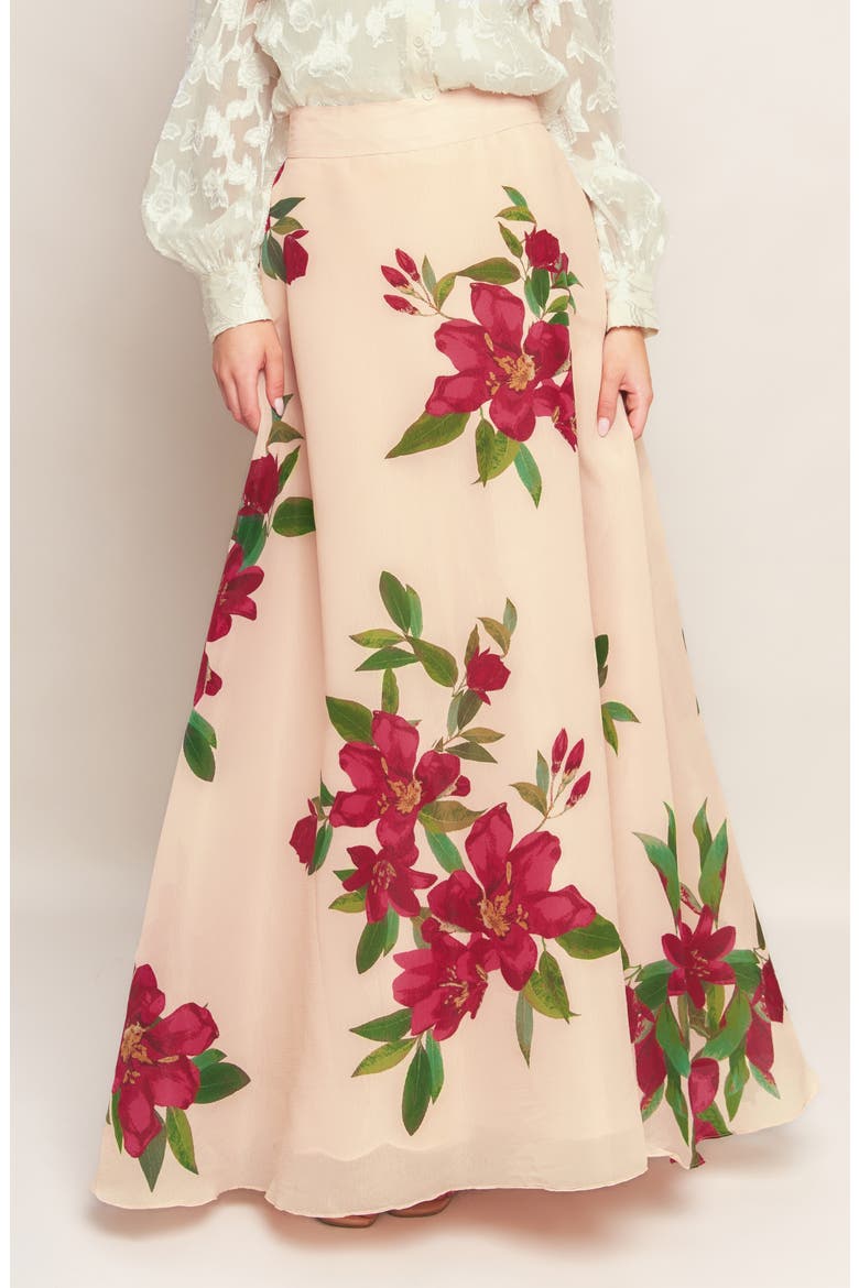 Floral A-Line Maxi Skirt, Alternate, color, BLUSH