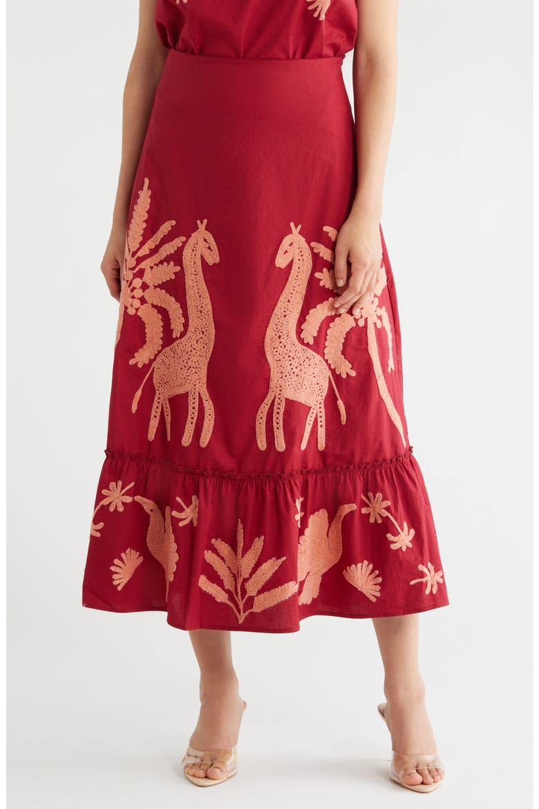 Embroidered Skirt, Main, color, SUMMER ROSE/ GRANITE PINK