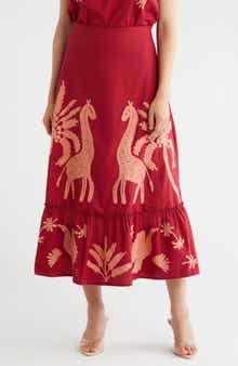 T Tahari Embroidered Skirt