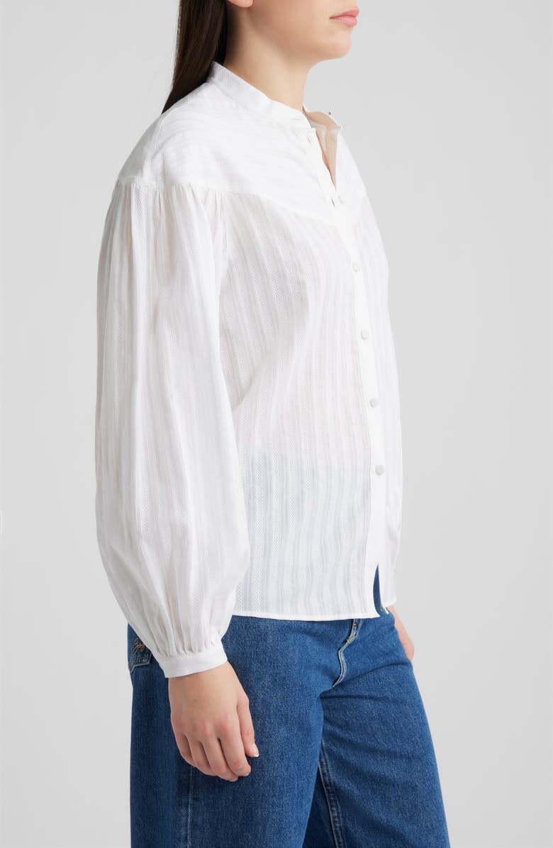 BOSS Orange Bilmant Embroidered Stripe Cotton Muslin Button-Up Shirt, Alternate, color,