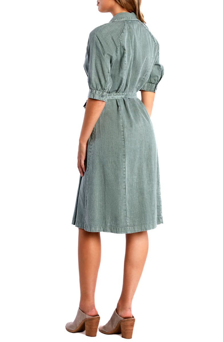 Billy T Darling Tie Belt Shirtdress, Alternate, color, Army Rr Stripe