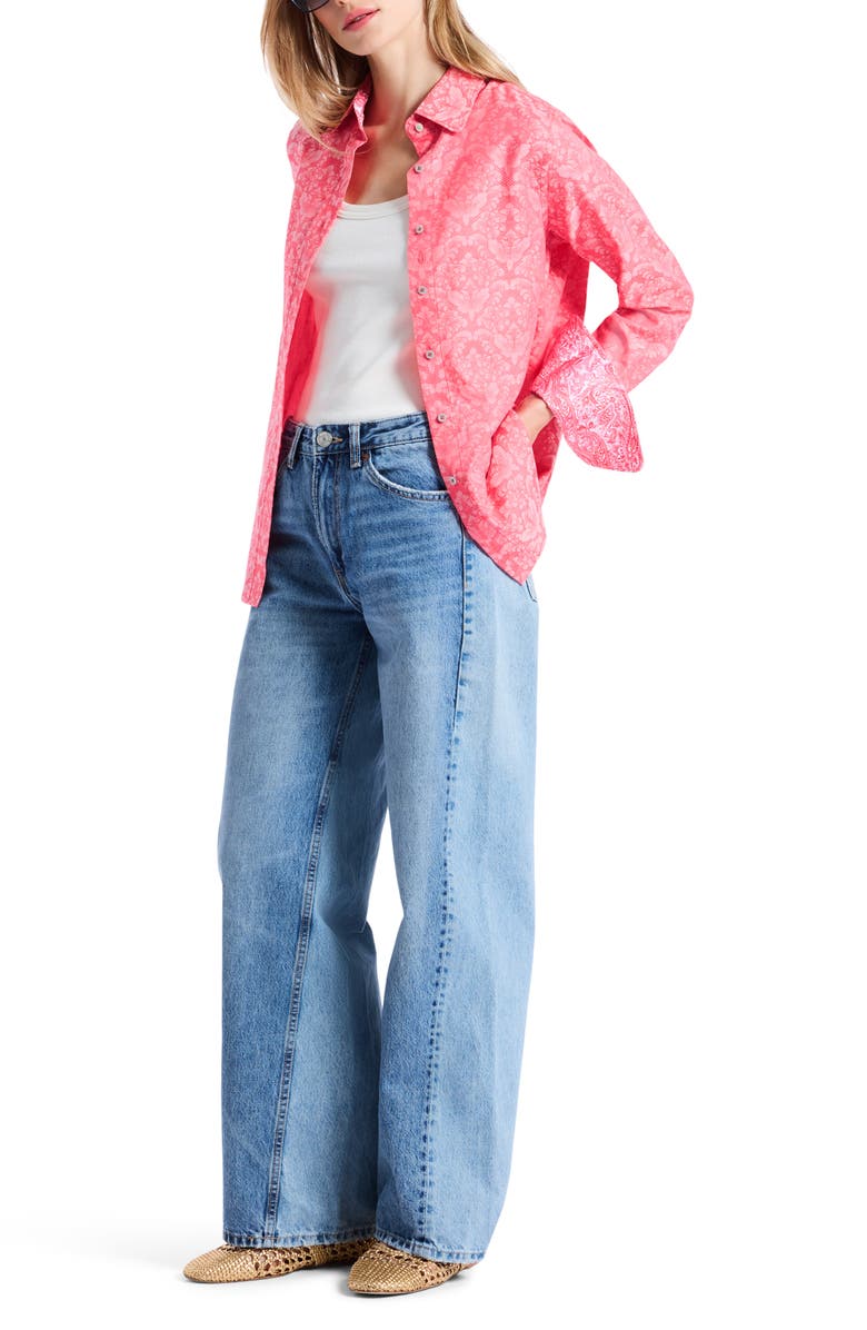 Robert Graham Priscilla Long Sleeve Woven Shirt, Alternate, color, Coral