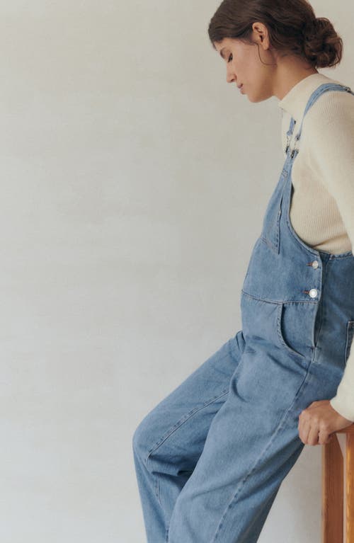 Mango Denim Maternity Overalls In Medium Blue