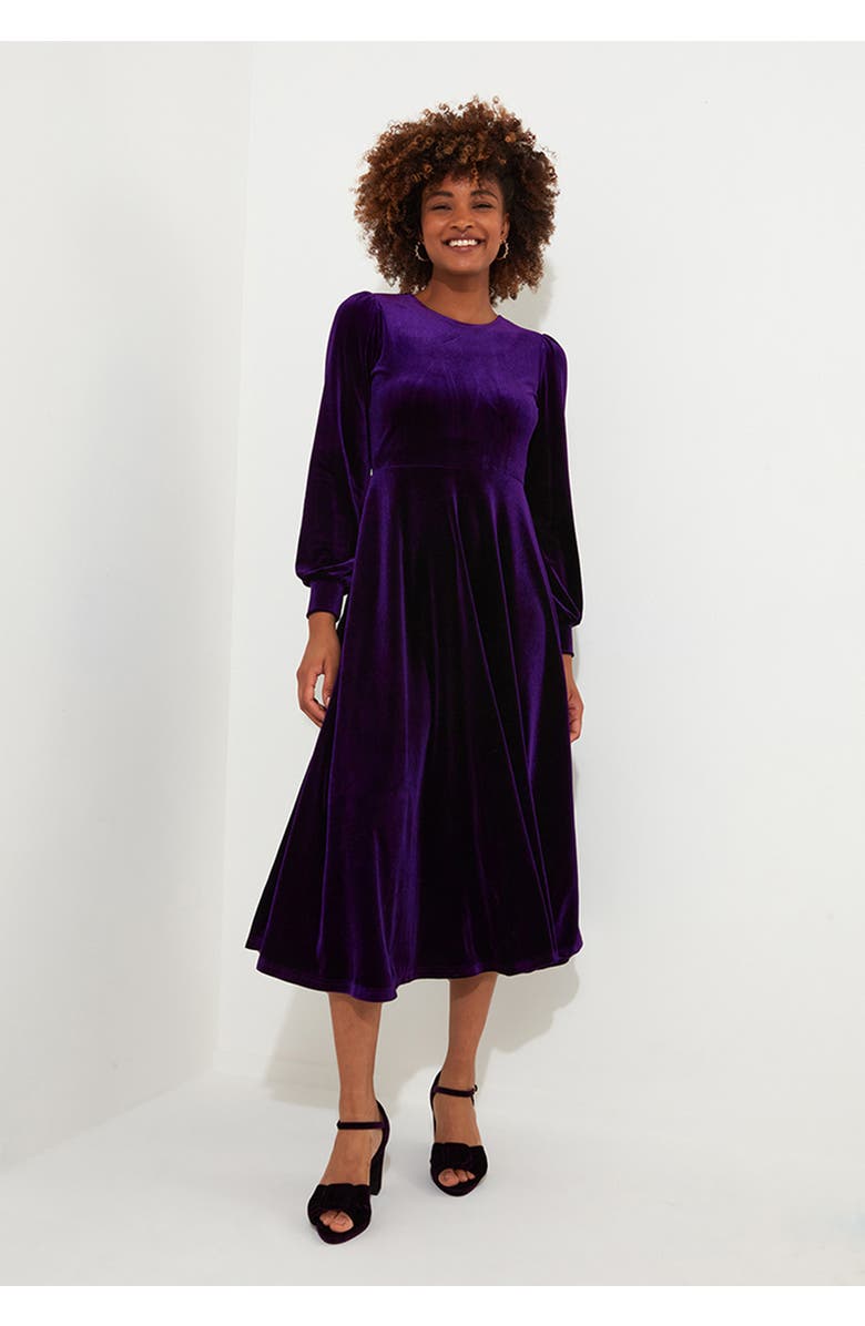 Joe Browns Crew Neck Velvet Midi Dress, Main, color, Midnight Violet