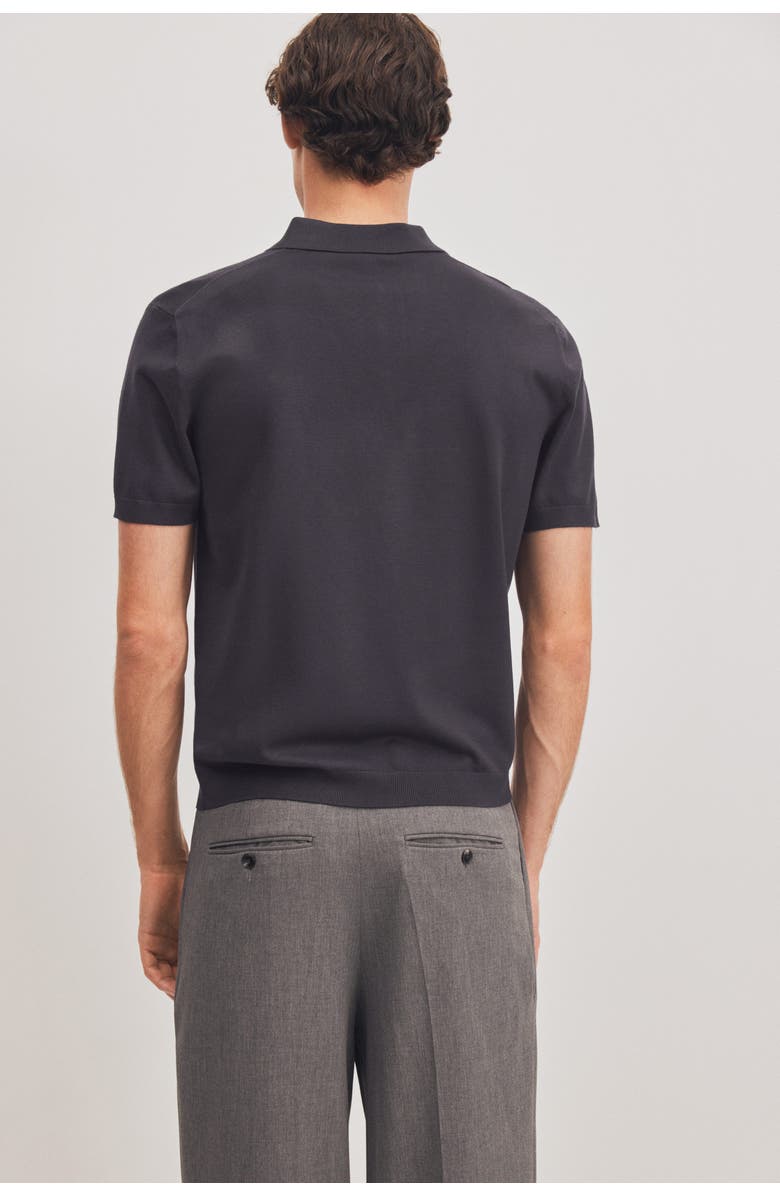 H&M Regular Fit Fine-knit Polo Shirt, Alternate, color, Navy Blue