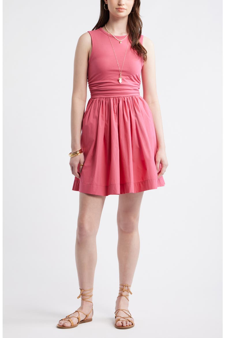 Cinched Knit Fit & Flare Dress, Main, color, PINK CARMINE