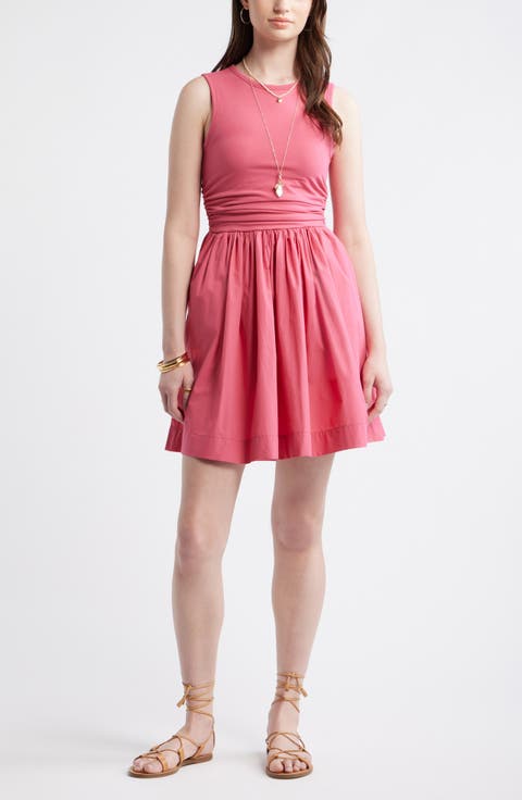 Cinched Knit Fit & Flare Dress