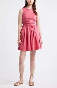 Treasure & Bond Cinched Knit Fit & Flare Dress