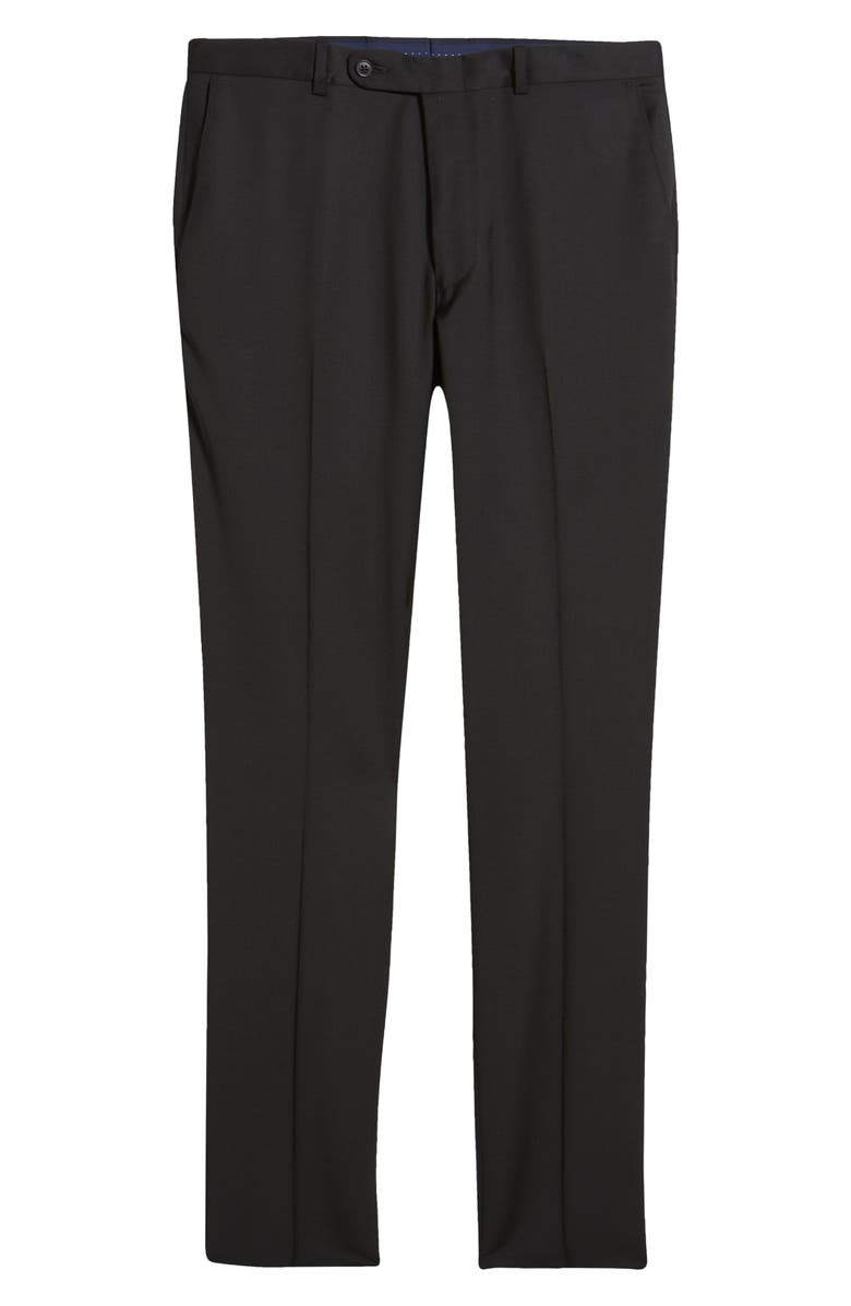Peter Millar Harker Flat Front Stretch Wool Twill Dress Pants, Alternate, color, Black
