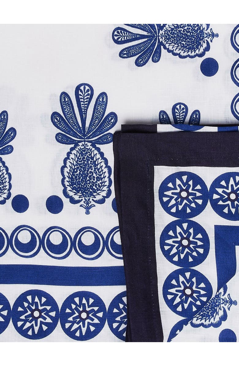 La DoubleJ Medium Tablecloth (180X280) Big Pineapple Blue, Alternate, color, Big Pineapple Blue