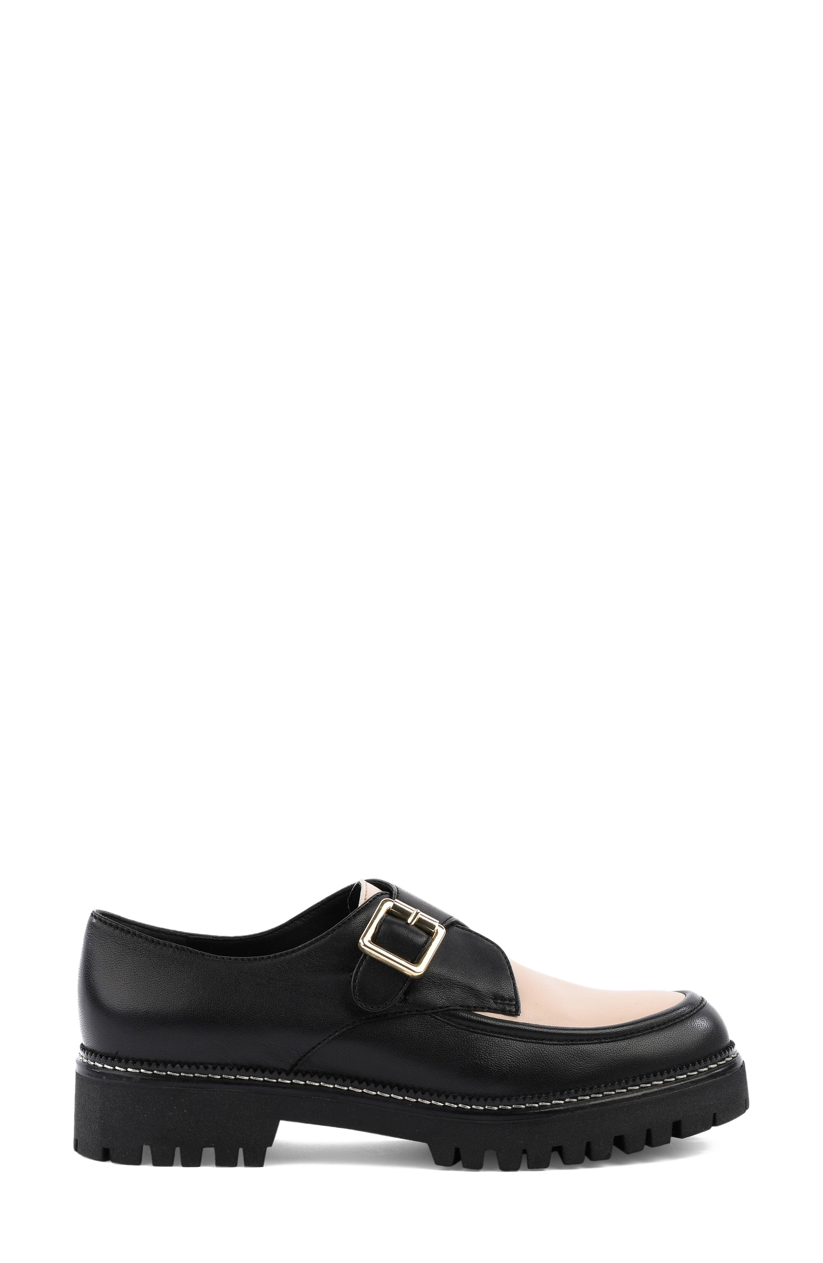 Catch Me Monk Strap Loafer, Alternate, color, BLACK/ WHITE LEATHER