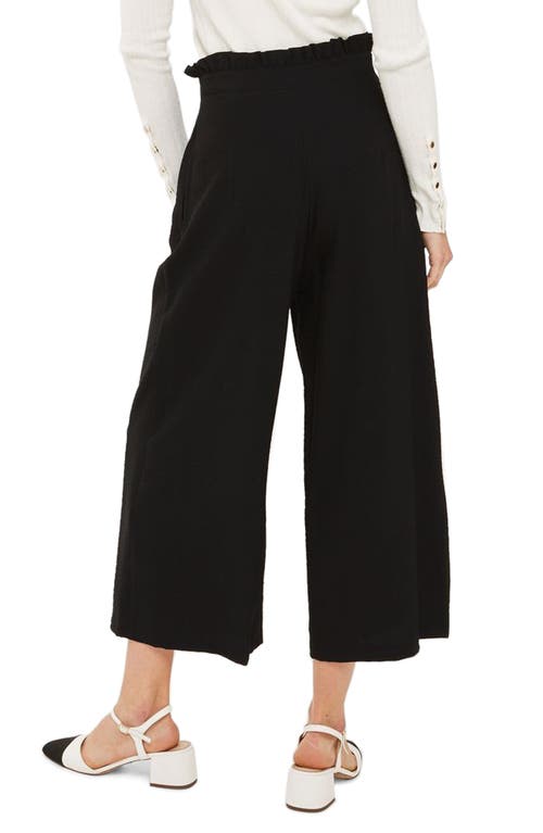 Topshop Ruffle Waist Trousers In Black