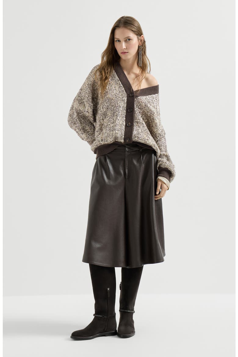 Dazzling craquelé embroidery cardigan in mohair and wool, Alternate, color, Silver