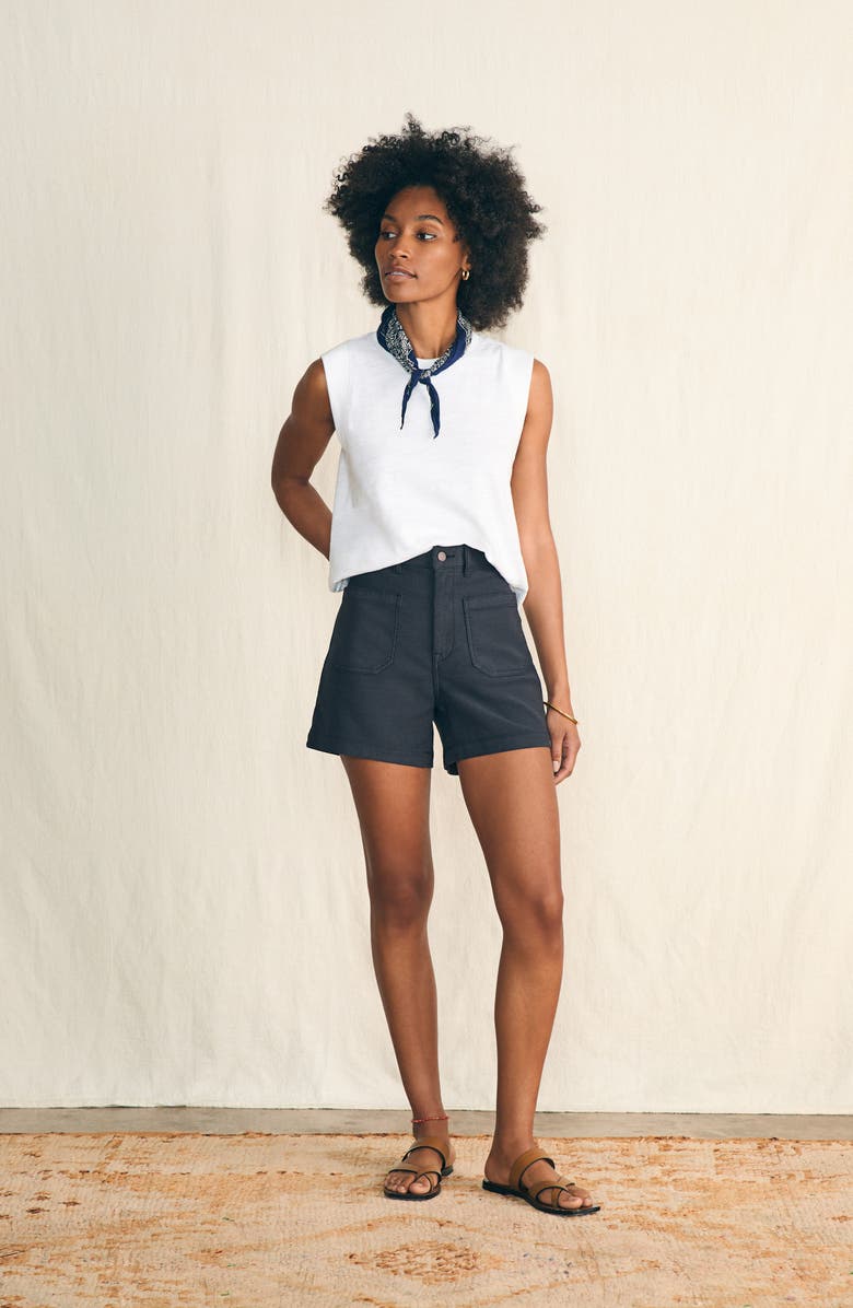 Faherty High Waist Patch Pocket Stretch Terry Shorts, Alternate, color,