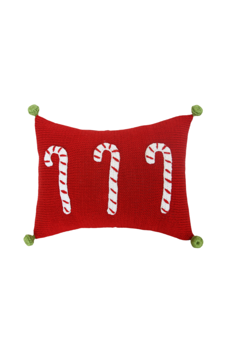 Melange Collection Candy Cane Mini Pillow, Red, Main, color, Red