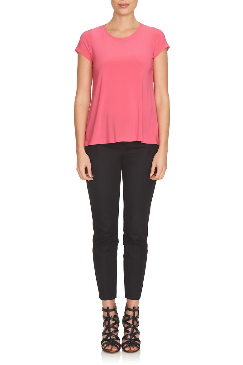 Lace Trim Cutout Tee, Alternate, color, CHARM PINK