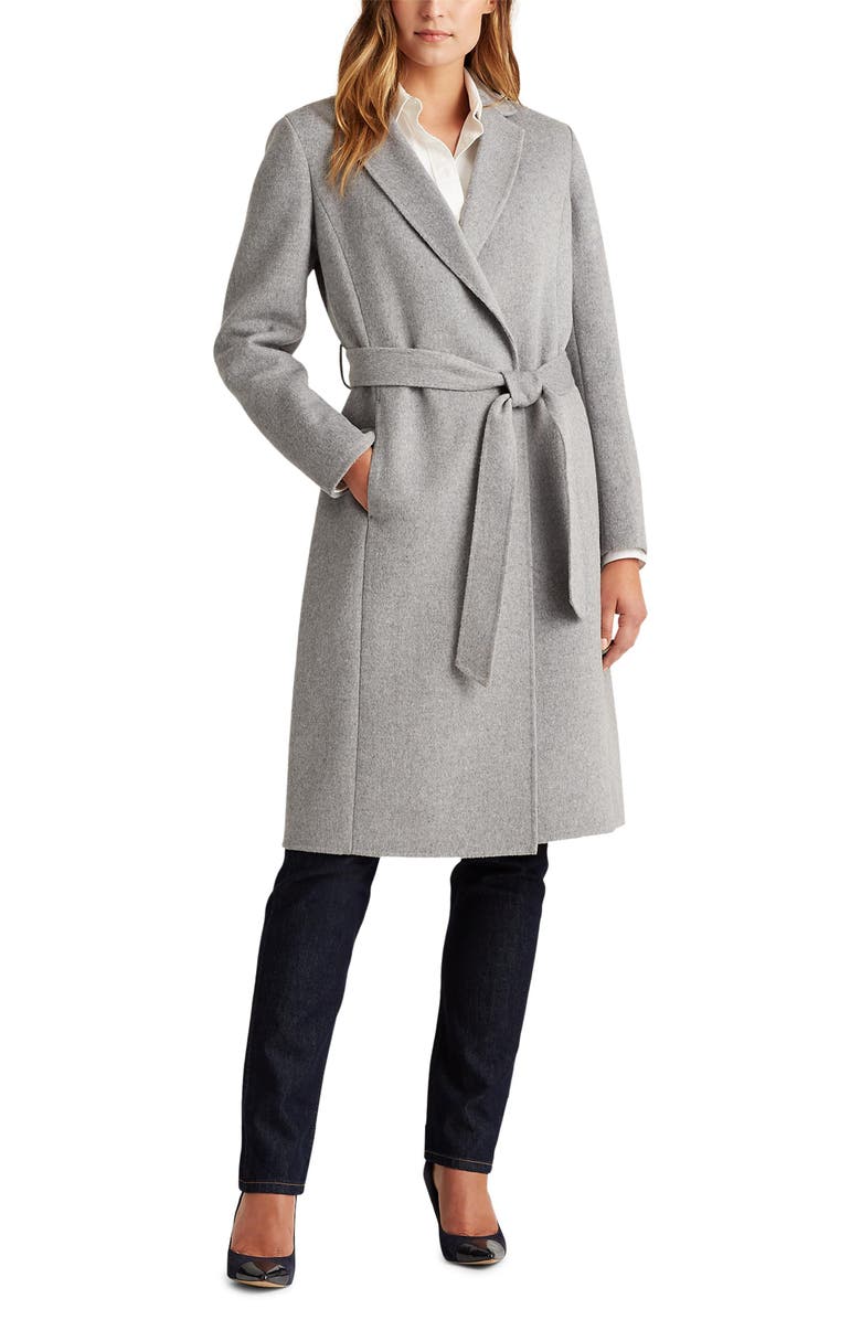 Lauren Ralph Lauren Double Face Wool Blend Wrap Coat, Alternate, color,