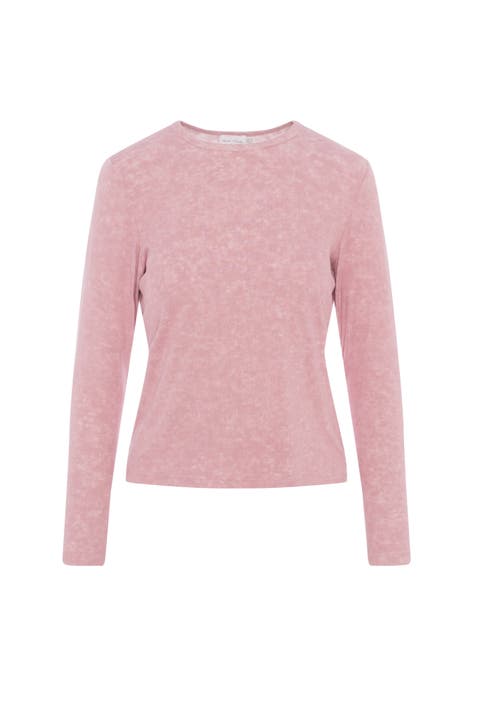 Distressed Washed Crew Neck Long Sleeve Top