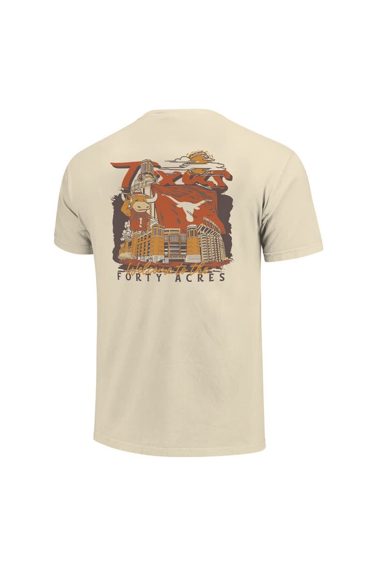 Men's Image One  Natural Texas Longhorns Comfort Colors Hand-Drawn Campus Stack T-Shirt, Alternate, color, Natural