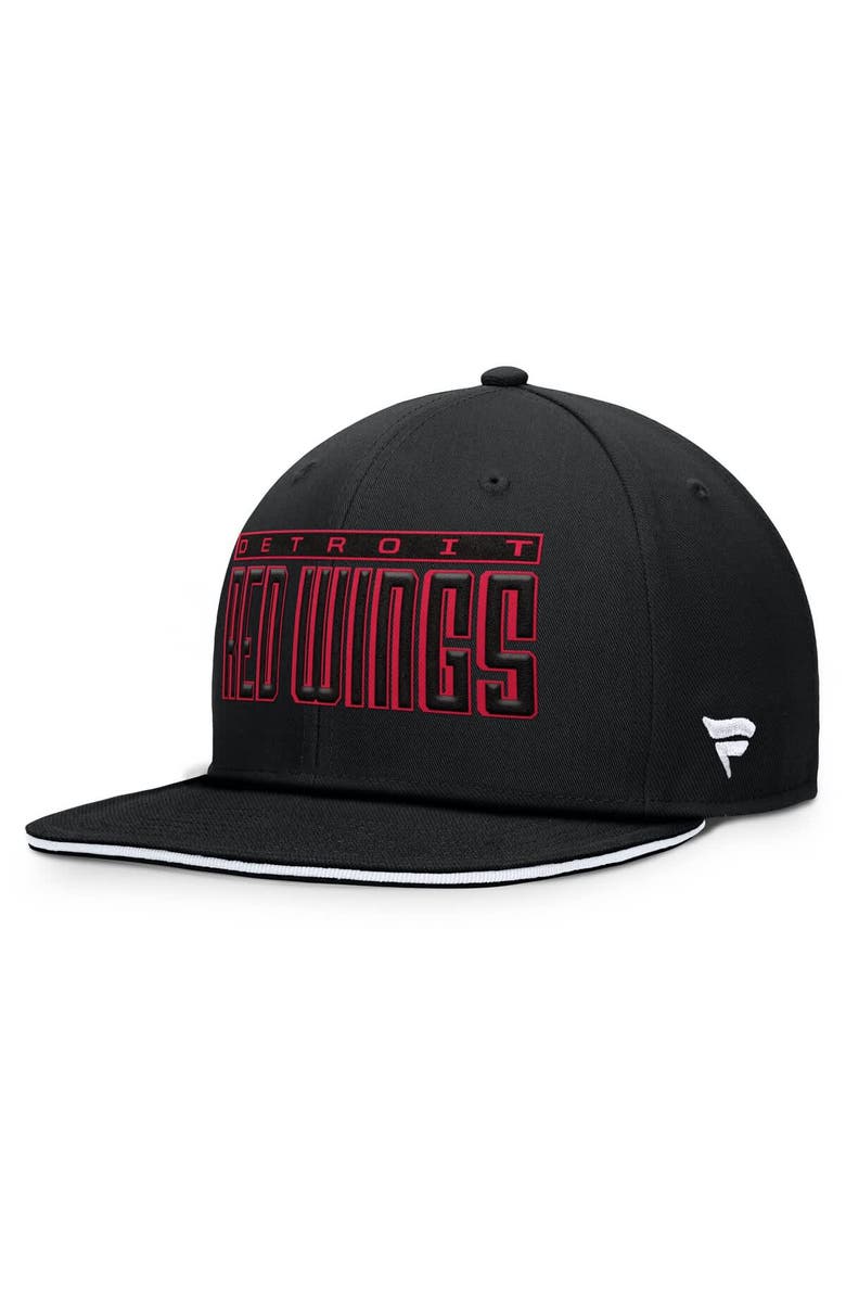 FANATICS Men's Fanatics Black Detroit Red Wings Fundamental Gino Stack Snapback Hat, Main, color, Black