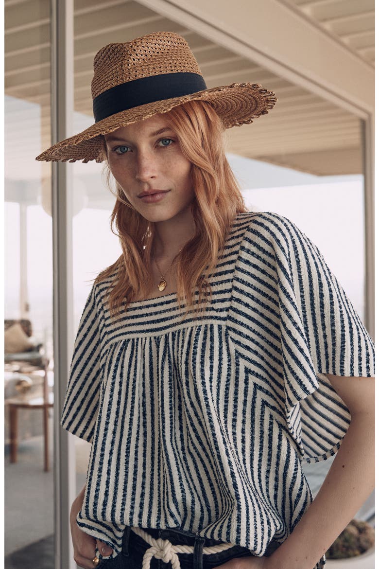 Cannes Squishee® Straw Hat, Alternate, color, NATURAL/ BLACK