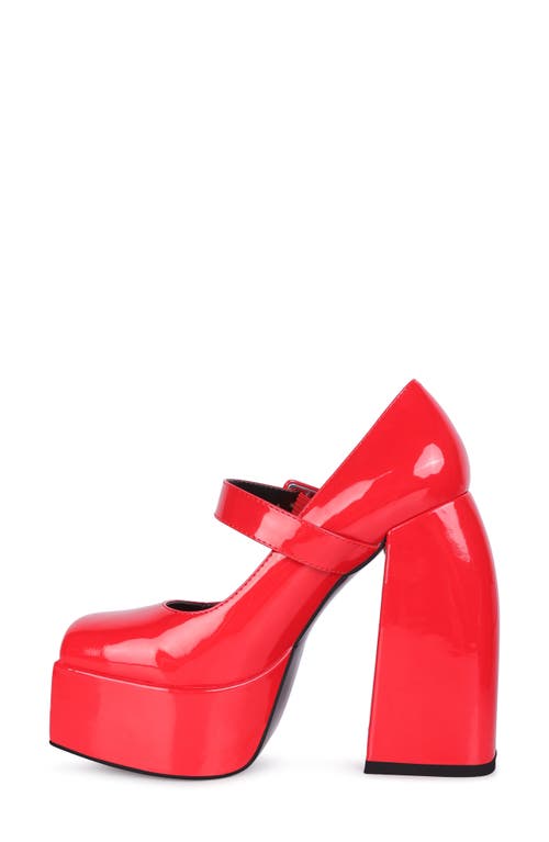 Rag & Co Pablo Red Statement High Platform Heel Mary Jane Sandals In Red