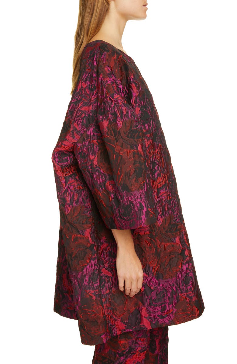 Dries Van Noten Delko Rose Bell Sleeve Cloque Shift Dress, Alternate, color,