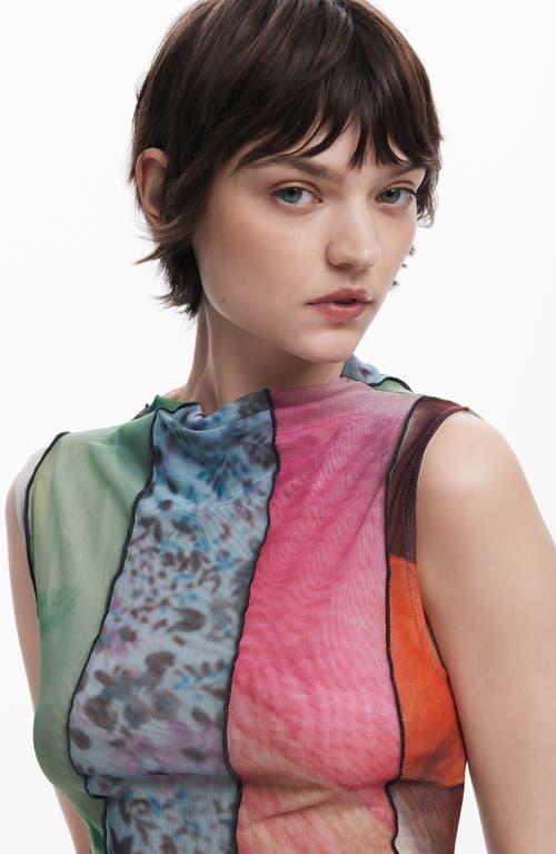 DESIGUAL DESIGUAL MIXED PRINT MESH TANK 