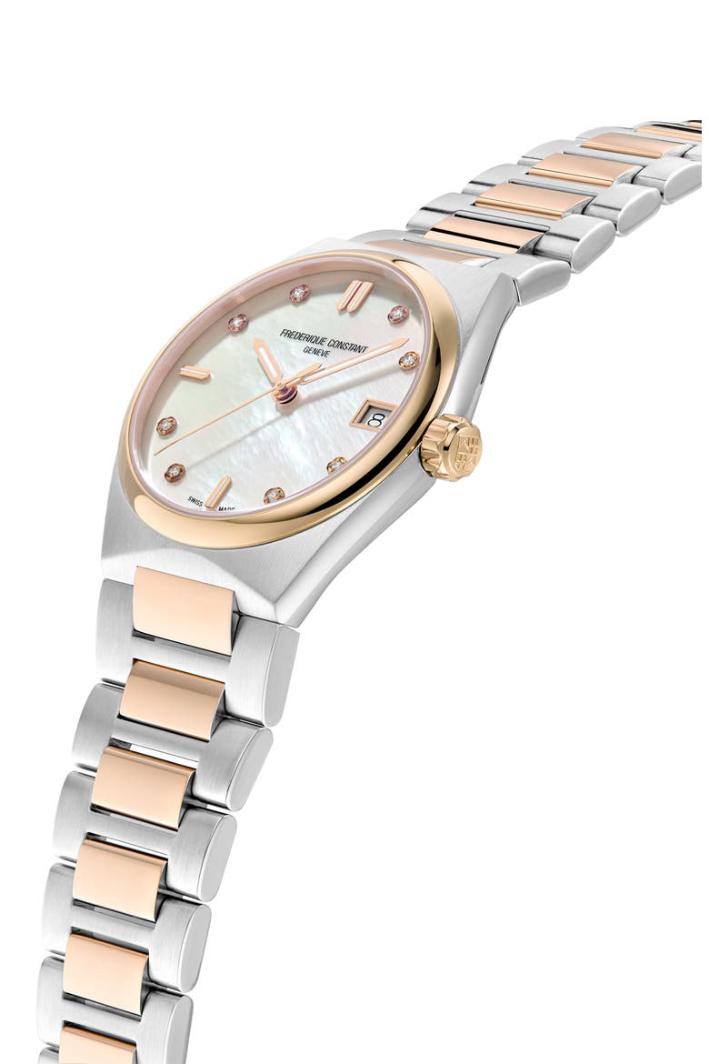 Highlife Diamond & Mother-of-Pearl Two-Tone Bracelet Watch, 31mm, Alternate, color, TWO-TONE/ PEARL