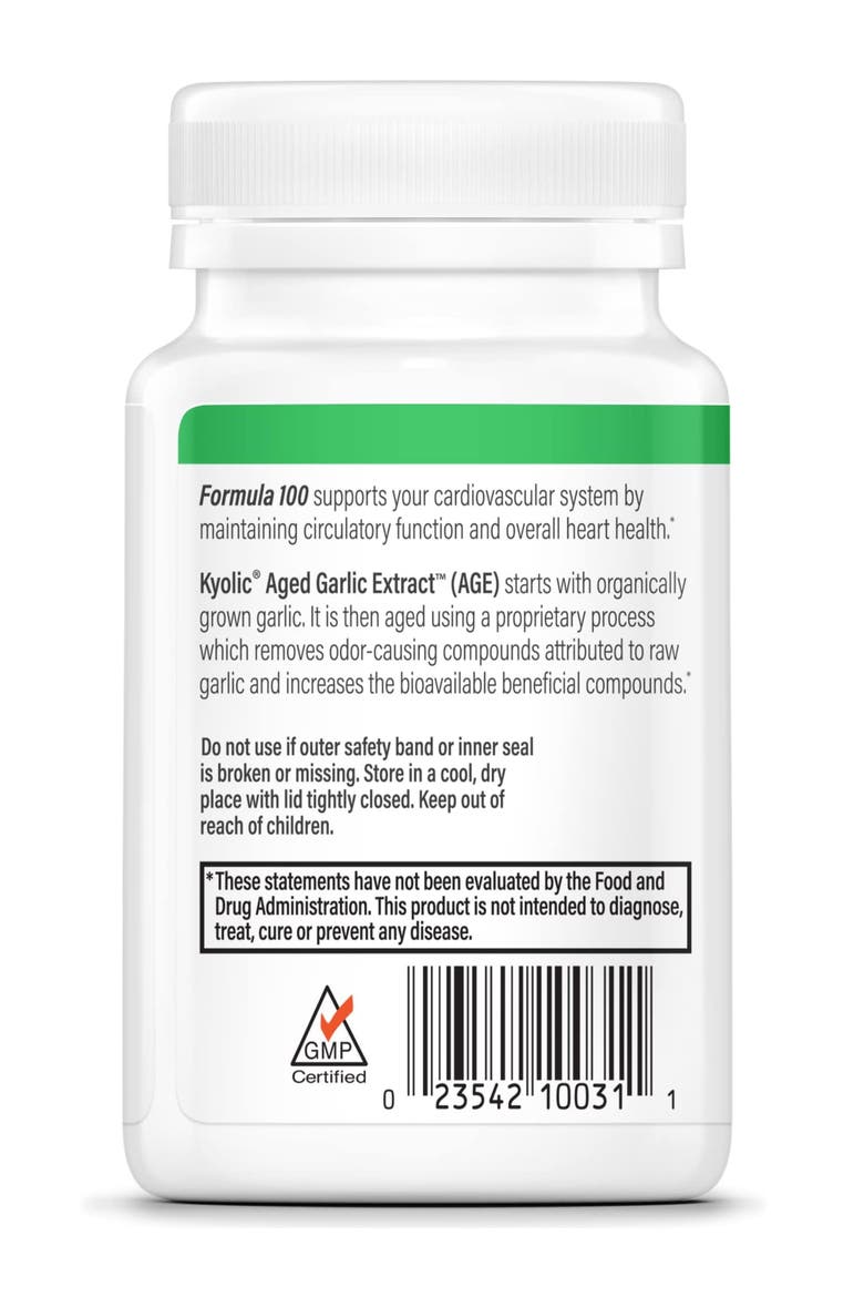 Aged Garlic Extract Formula 100, Cardiovascular Health, tablets 100 Count, Alternate, color, None