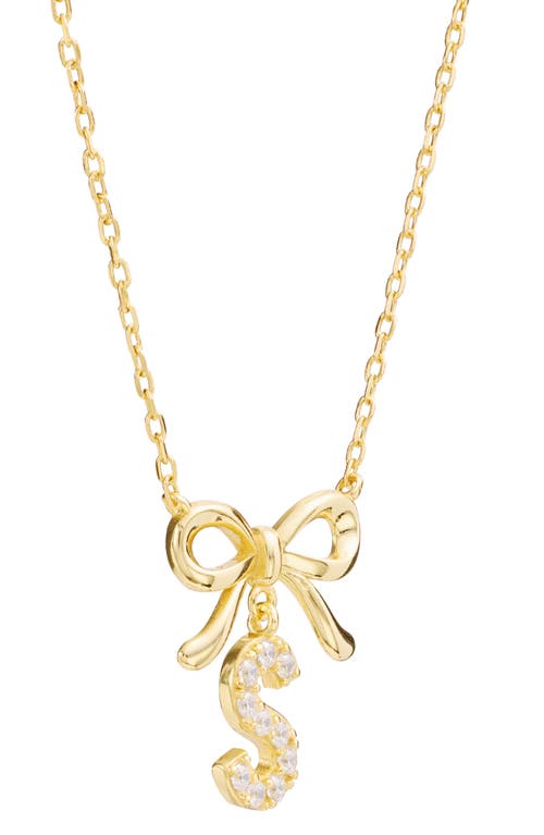 Athra Luxe Cubic Zirconia Bow Initial Pendant Necklace