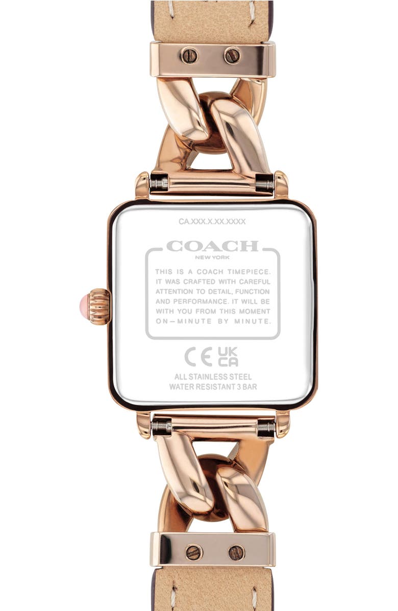 COACH cass square bracelet watch, 22mm x 22mm, Alternate, color, Blush