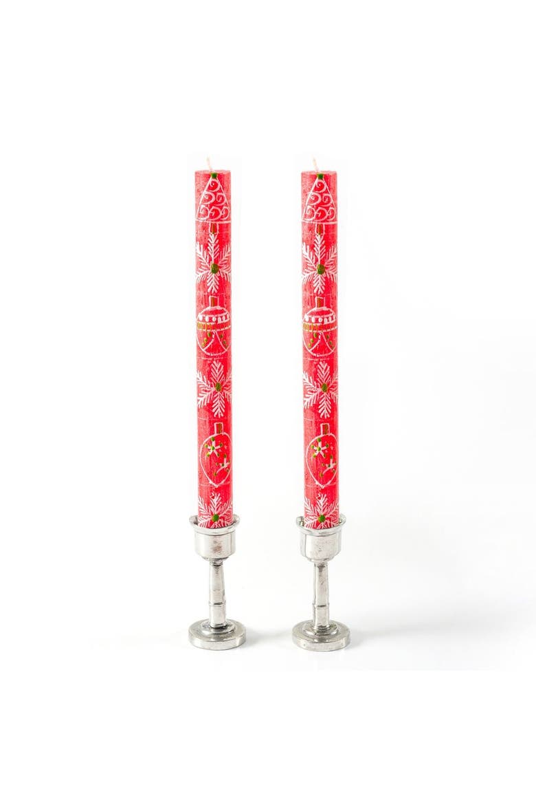 Whimsy Christmas Painted Candles - Set of 2, Main, color, Whimsy Christmas - 9"