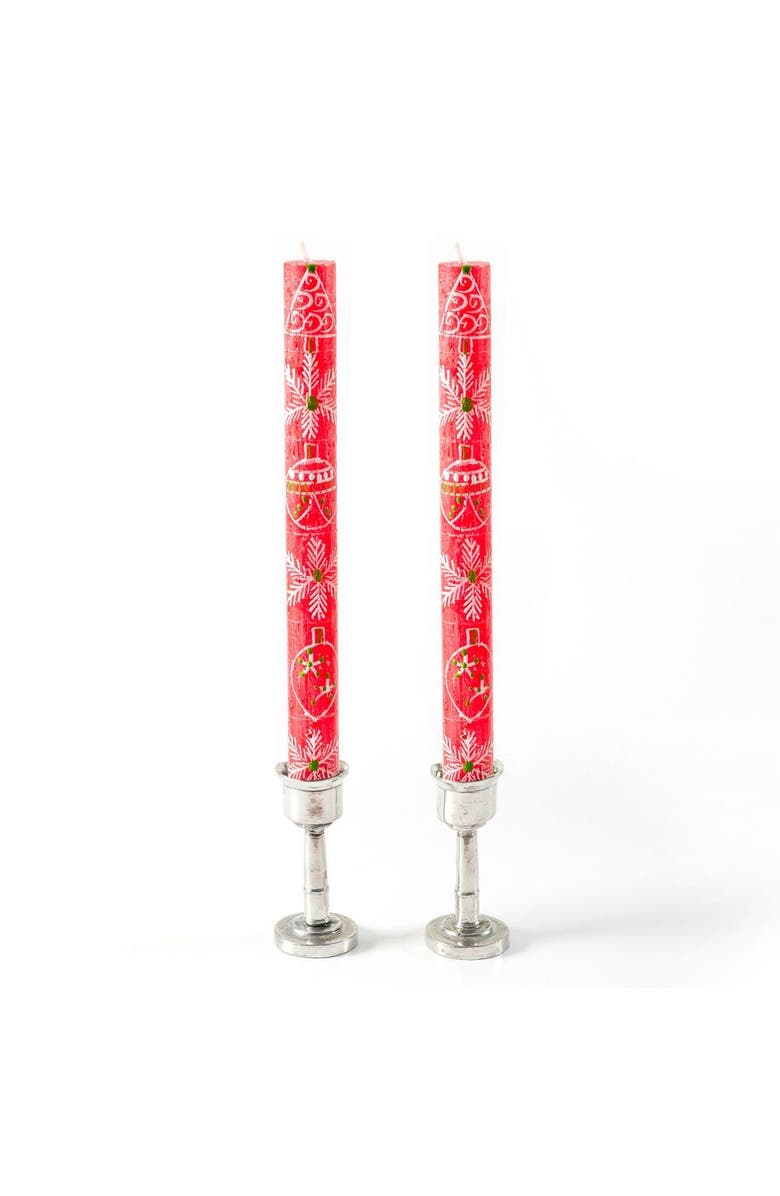 Thumbprint Artifacts Whimsy Christmas Painted Candles - Set of 2, Main, color, Whimsy Christmas - 9"