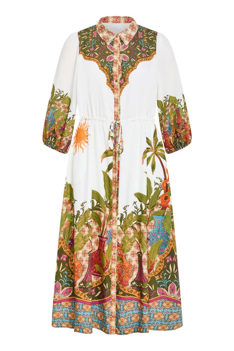 Print Long Sleeve Maxi Dress, Alternate, color, IVORY PARADISE PLC