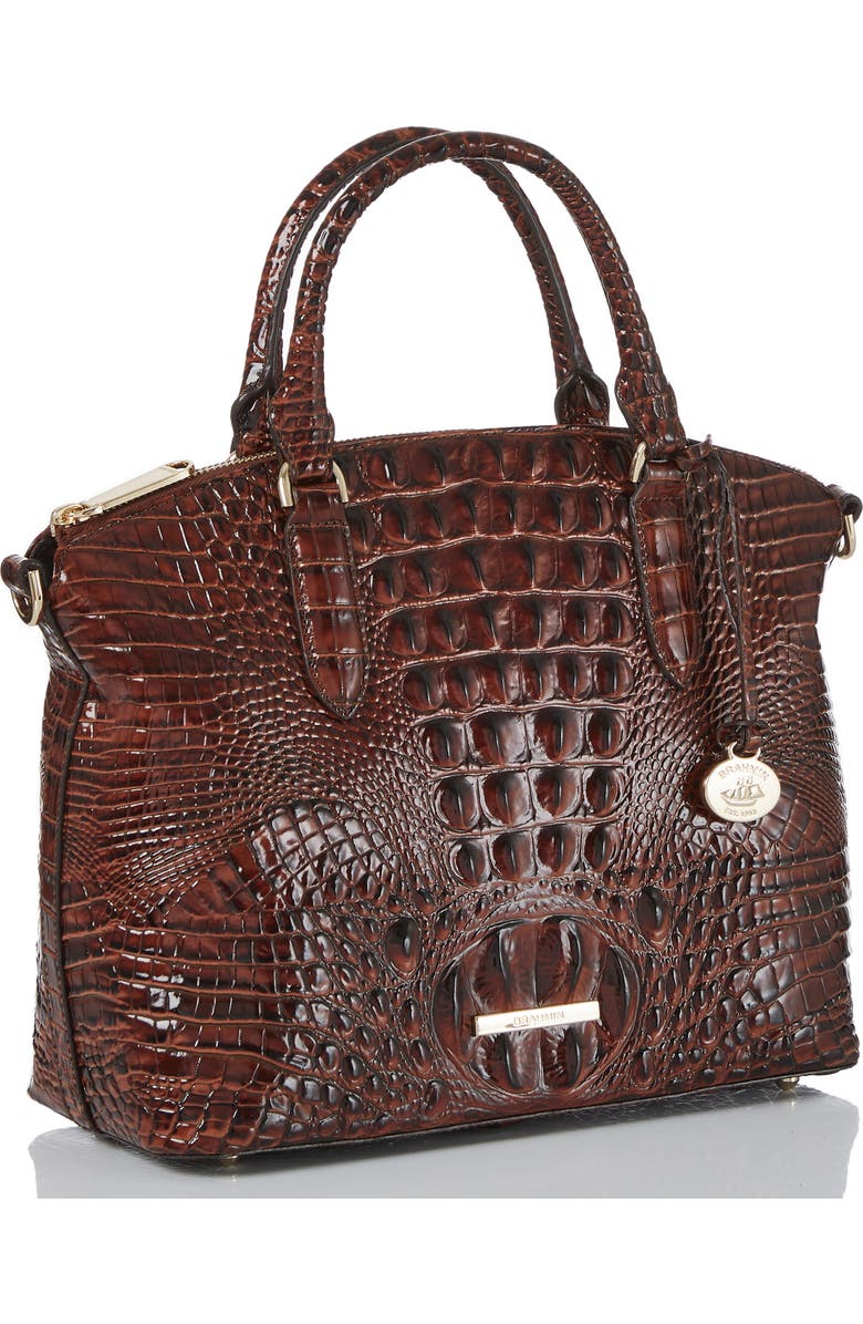 Brahmin Duxbury Croc Embossed Leather Satchel, Alternate, color, Dark Pecan